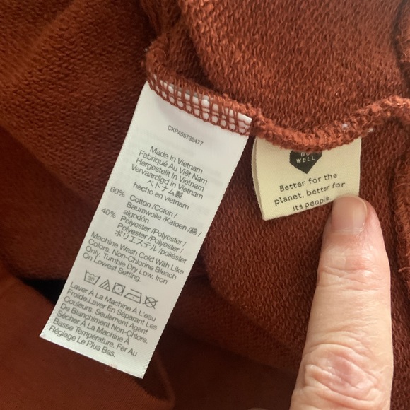 Madewell Drop Shoulder Rust Colored Cotton Blend Pullover Hoodie - Picture 6 of 10